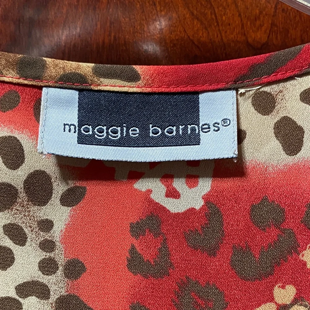 Maggie Barnes Vibrant Red, Cream, brown and Orange Patterned size 32W duster